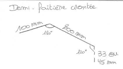 JI - Demi-faitière crantée long. 1m14 (1m utile)